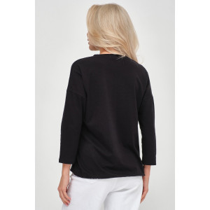Лонгслив женский "Николь" кулирка с лайкрой (р-ры: 44-62) черный