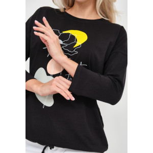 Лонгслив женский "Николь" кулирка с лайкрой (р-ры: 44-62) черный
