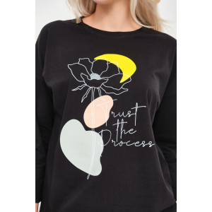 Лонгслив женский "Николь" кулирка с лайкрой (р-ры: 44-62) черный