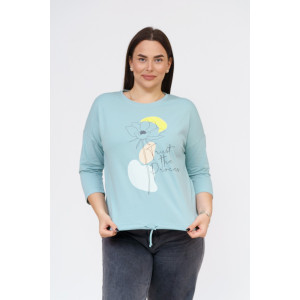 Лонгслив женский "Николь" кулирка с лайкрой (р-ры: 44-62) аква