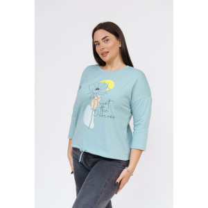 Лонгслив женский "Николь" кулирка с лайкрой (р-ры: 44-62) аква