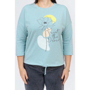 Лонгслив женский "Николь" кулирка с лайкрой (р-ры: 44-62) аква