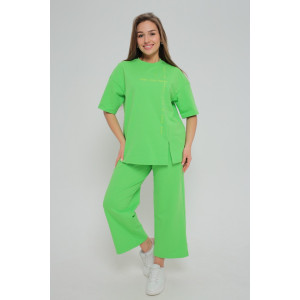 Костюм двойка женский "Селин" футер 2-х нитка с лайкрой (последний размер) салатовый 54