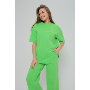 Костюм двойка женский "Селин" футер 2-х нитка с лайкрой (последний размер) салатовый 54