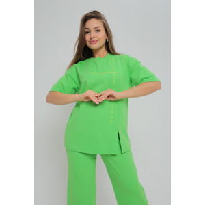 Костюм двойка женский "Селин" футер 2-х нитка с лайкрой (последний размер) салатовый 54