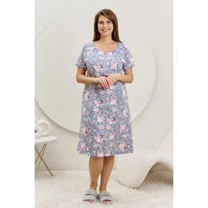 Халат женский "Флэр" кулирка (последний размер) серо-голубой 50,52