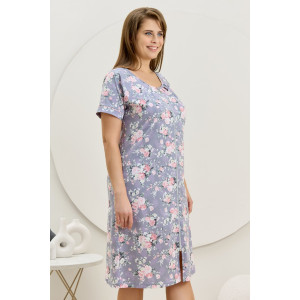 Халат женский "Флэр" кулирка (последний размер) серо-голубой 50,52