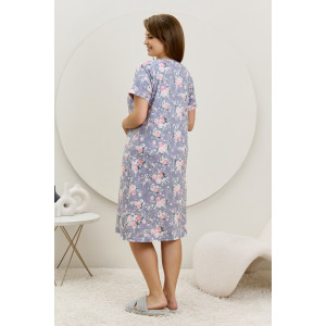 Халат женский "Флэр" кулирка (последний размер) серо-голубой 50,52