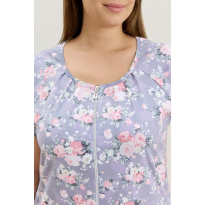 Халат женский "Флэр" кулирка (последний размер) серо-голубой 50,52