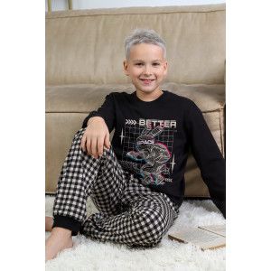 Пижама детская "Отдых-1" кулирка (последний размер) черный 140