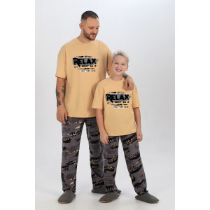 Костюм двойка детский "Гранж-1" кулирка (последний размер) бежевый 170