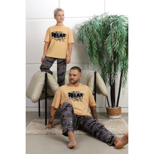 Костюм двойка детский "Гранж-1" кулирка (последний размер) бежевый 170