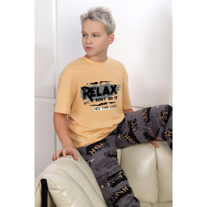 Костюм двойка детский "Гранж-1" кулирка (последний размер) бежевый 170