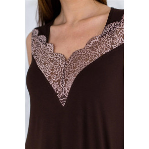 Сорочка женская "Боярыня" вискоза+кружево (последний размер) коричневый 60