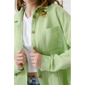 Рубашка женская "Муслин" 2315-Мус муслин (последний размер) зеленый 50