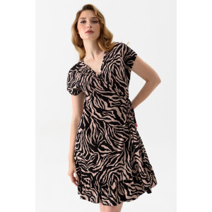 Халат женский "Энимал" 2238-К трикотаж (последний размер) черно-бежевый 56