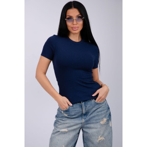 Футболка женская "Скимс 3" лапша (последний размер) темно-синий 48