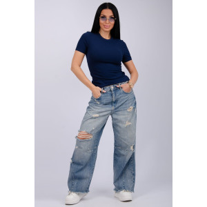 Футболка женская "Скимс 3" лапша (последний размер) темно-синий 48