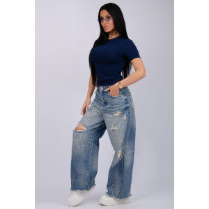 Футболка женская "Скимс 3" лапша (последний размер) темно-синий 48