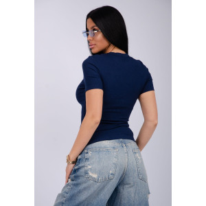Футболка женская "Скимс 3" лапша (последний размер) темно-синий 48