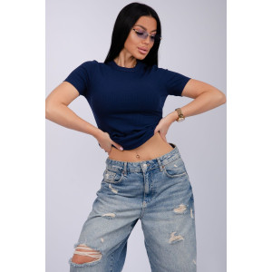 Футболка женская "Скимс 3" лапша (последний размер) темно-синий 48