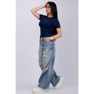 Футболка женская "Скимс 3" лапша (последний размер) темно-синий 48