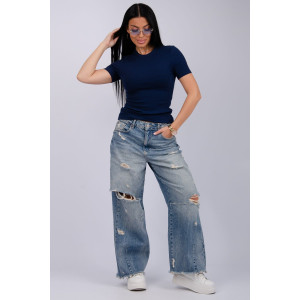 Футболка женская "Скимс 3" лапша (последний размер) темно-синий 48