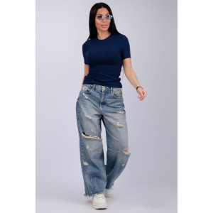 Футболка женская "Скимс 3" лапша (последний размер) темно-синий 48