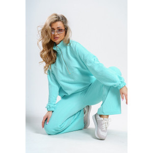 Костюм двойка женский 977 трикотаж 3Д (последний размер) бирюза 50,56