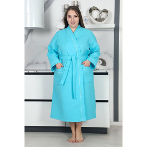 Халат женский "Кимоно" вафельное полотно (последний размер) бирюзовый 64