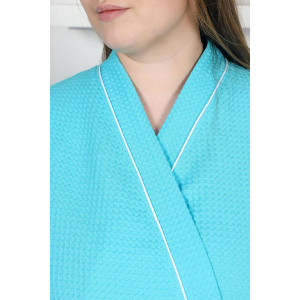 Халат женский "Кимоно" вафельное полотно (последний размер) бирюзовый 64