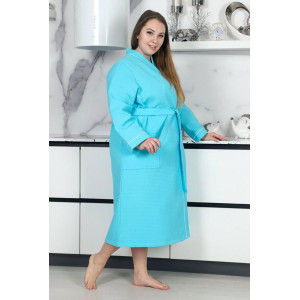 Халат женский "Кимоно" вафельное полотно (последний размер) бирюзовый 64