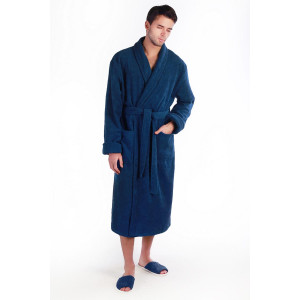 Халат мужской шаль махровый "Мужская элегия" (последний размер) темно-синий 56