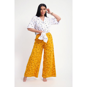 Костюм двойка женский №29035 кулирка (р-ры: 44-56) бело-желтый