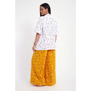 Костюм двойка женский №29035 кулирка (р-ры: 44-56) бело-желтый