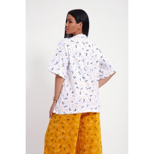 Костюм двойка женский №29035 кулирка (р-ры: 44-56) бело-желтый