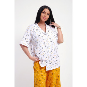 Костюм двойка женский №29035 кулирка (р-ры: 44-56) бело-желтый