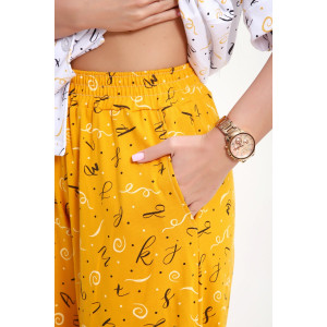 Костюм двойка женский №29035 кулирка (р-ры: 44-56) бело-желтый