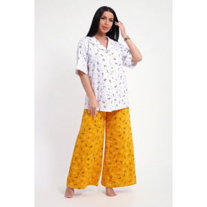 Костюм двойка женский №29035 кулирка (р-ры: 44-56) бело-желтый