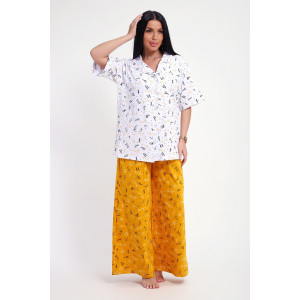 Костюм двойка женский №29035 кулирка (р-ры: 44-56) бело-желтый