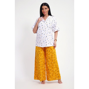 Костюм двойка женский №29035 кулирка (р-ры: 44-56) бело-желтый