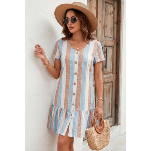 Халат женский К-370 "Майя" кулирка (р-ры: 44-56) рогожка голубой