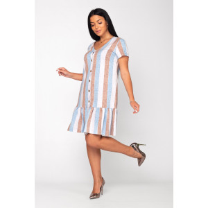 Халат женский К-370 "Майя" кулирка (р-ры: 44-56) рогожка голубой