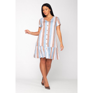 Халат женский К-370 "Майя" кулирка (р-ры: 44-56) рогожка голубой