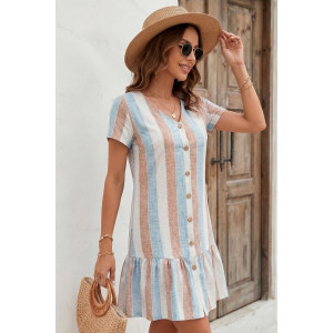 Халат женский К-370 "Майя" кулирка (р-ры: 44-56) рогожка голубой