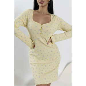 Платье женское "Ксения 2" 1401-1 кашкорсе (р-ры: 42-56) желтый