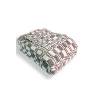 Одеяло байковое "Клетка" серый