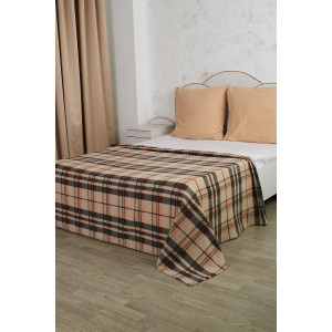 Плед флисовый "Клетка" 059465 коричневый