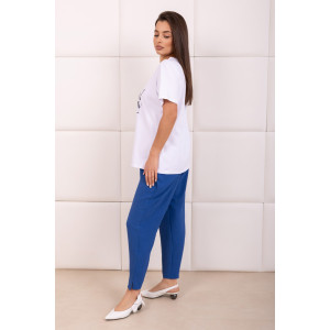 Костюм двойка женский 2165/1 жатка-кулирка (р-ры: 48-62) синий-белый