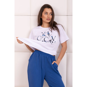 Костюм двойка женский 2165/1 жатка-кулирка (р-ры: 48-62) синий-белый